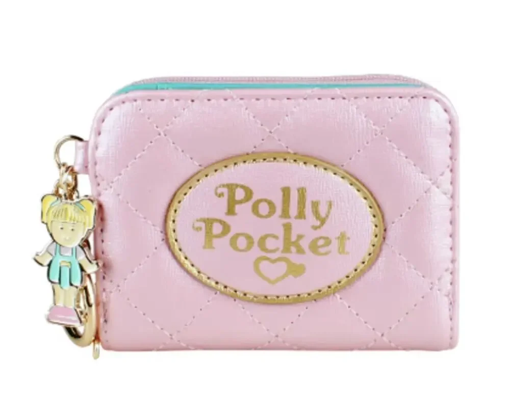 Polly Pocket, Zip-Closure, Bifold Wallet, Pink/Blue Vegan Leather - New